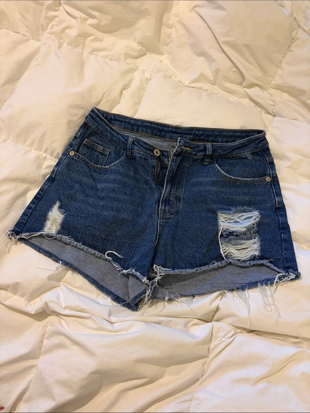 Women’s Distressed Denim Shorts - Blue
